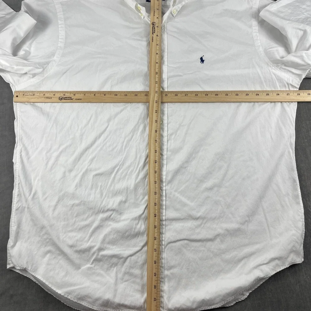 Polo Ralph Lauren Mens 17.5 34/35 White Button Down Yarmouth Shirt Logo
